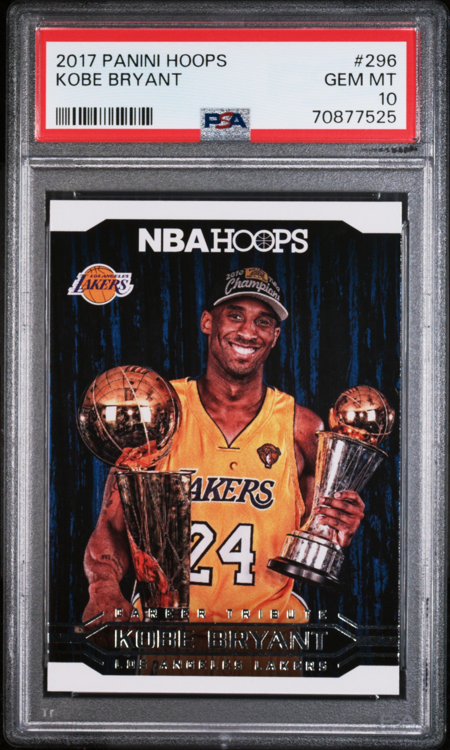 Kobe Bryant 2017 Panini Hoops Basketball Card #296 Graded PSA 10 Cert #70877525-Powers Sports Memorabilia