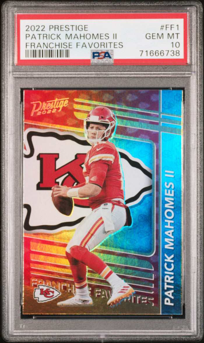Patrick Mahomes II 2022 Prestige Franchise Favorites Football Card #FF1 Graded PSA 10 Cert #71666738-Powers Sports Memorabilia