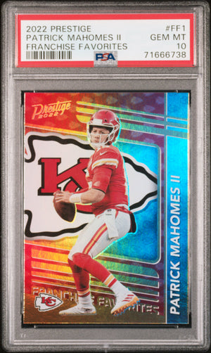 Patrick Mahomes II 2022 Prestige Franchise Favorites Football Card #FF1 Graded PSA 10 Cert #71666738-Powers Sports Memorabilia