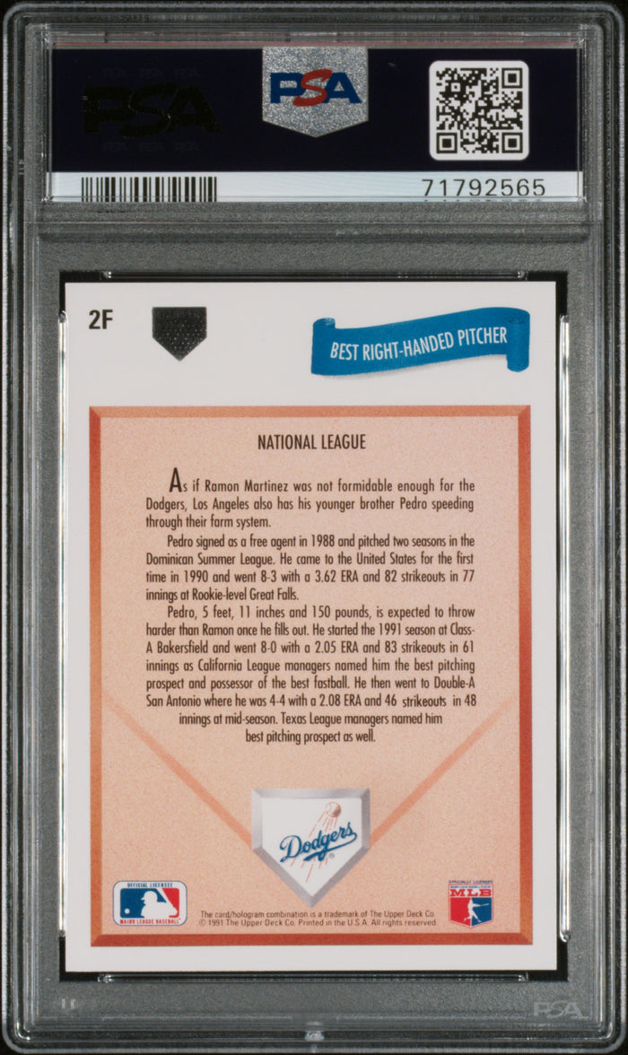 Pedro Martinez 1991 Upper Deck Dodgers Rookie Card #2F PSA 9-Powers Sports Memorabilia