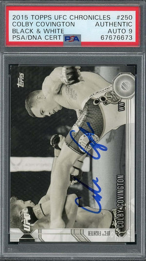 Colby Covington 2015 Topps UFC Chronicles B&W Signed Rookie Card Auto PSA #/188-Powers Sports Memorabilia