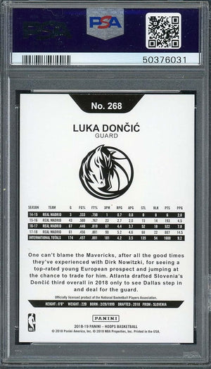 Luka Doncic 2018 Panini Hoops Basketball Rookie Card RC #268 Graded PSA 10 GEM MINT-Powers Sports Memorabilia