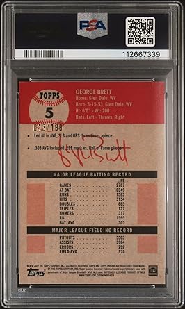 George Brett 2022 Topps Chrome Diamond Blue Refractor Card #5 Auto PSA 10 13/199-Powers Sports Memorabilia