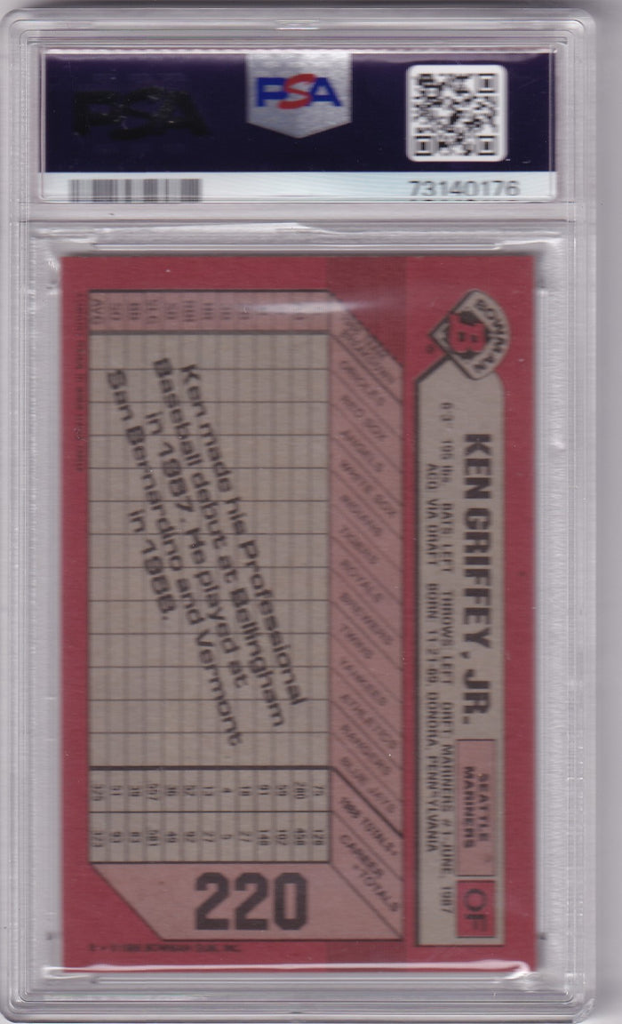 Ken Griffey Jr 1989 Bowman Baseball Rookie Card #220 PSA 8-Powers Sports Memorabilia