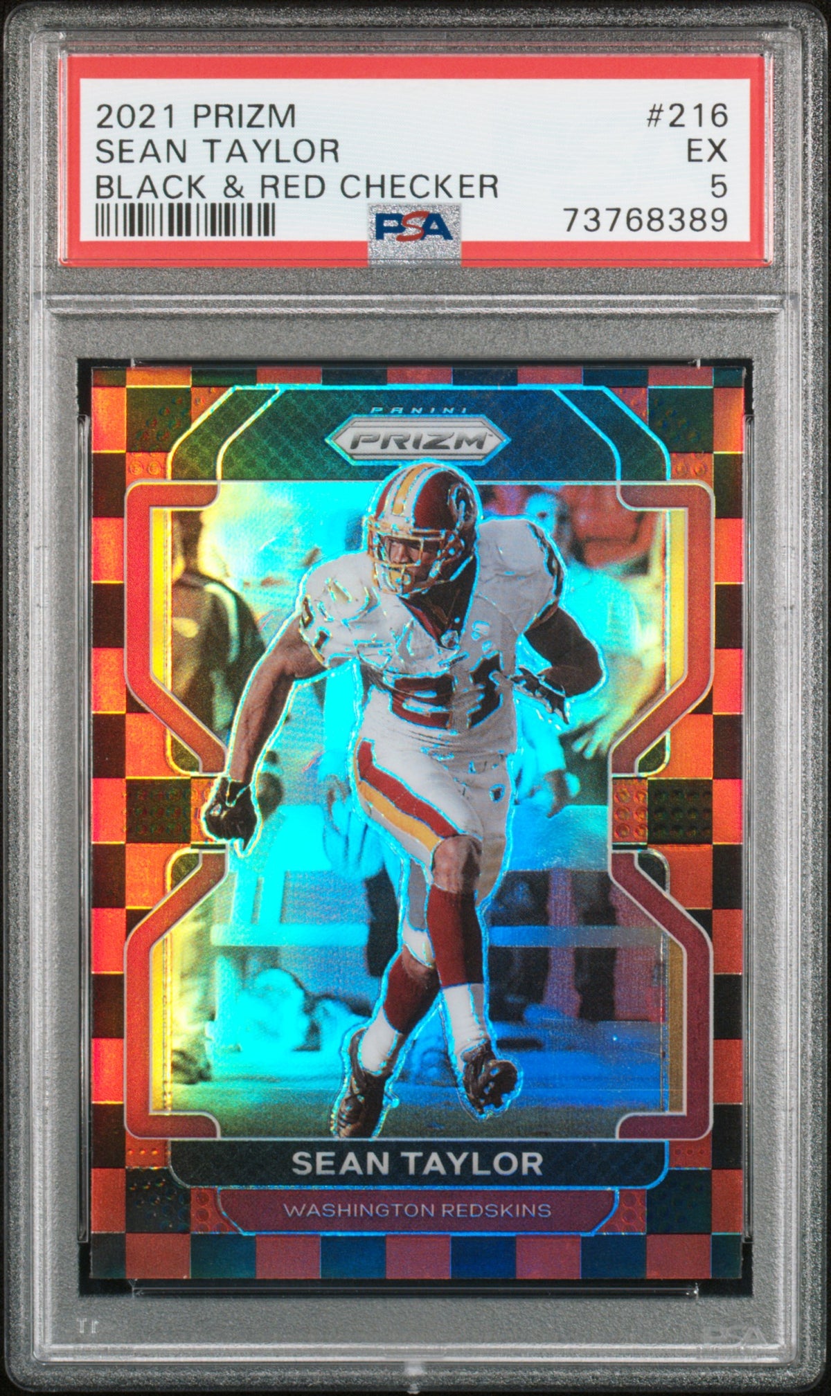 Sean Taylor 2021 Panini Prizm Black & Red Checkerboard Football Card #216 Graded PSA 5-Powers Sports Memorabilia