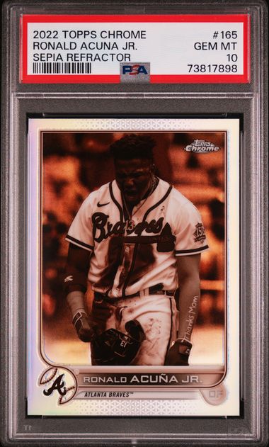 Ronald Acuna Jr 2022 Topps Chrome Sepia Refractor Card #165 Graded PSA 10-Powers Sports Memorabilia