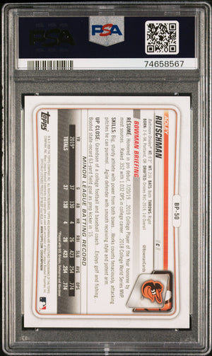 Adley Rutschman 2020 Bowman Paper Prospects Baseball Rookie Card BF50 Graded PSA 10-Powers Sports Memorabilia