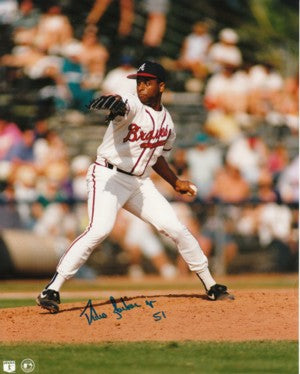 Pedro Borbon, Jr. Autographed Atlanta Braves MLB Licensed 8x10 Photo - COA 1995 WS Champ-Powers Sports Memorabilia