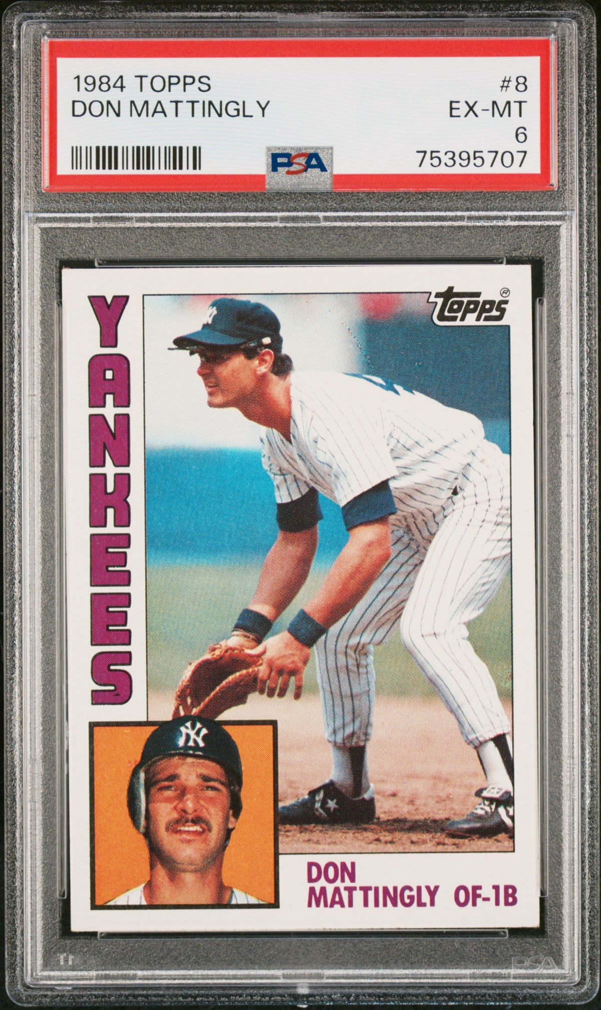 Don Mattingly 1984 Topps Baseball Rookie Card #8 Graded PSA 6-Powers Sports Memorabilia
