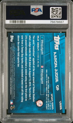 Aaron Judge 2017 Topps Update Rookie Debut Baseball Card #US99 Graded PSA 10-Powers Sports Memorabilia