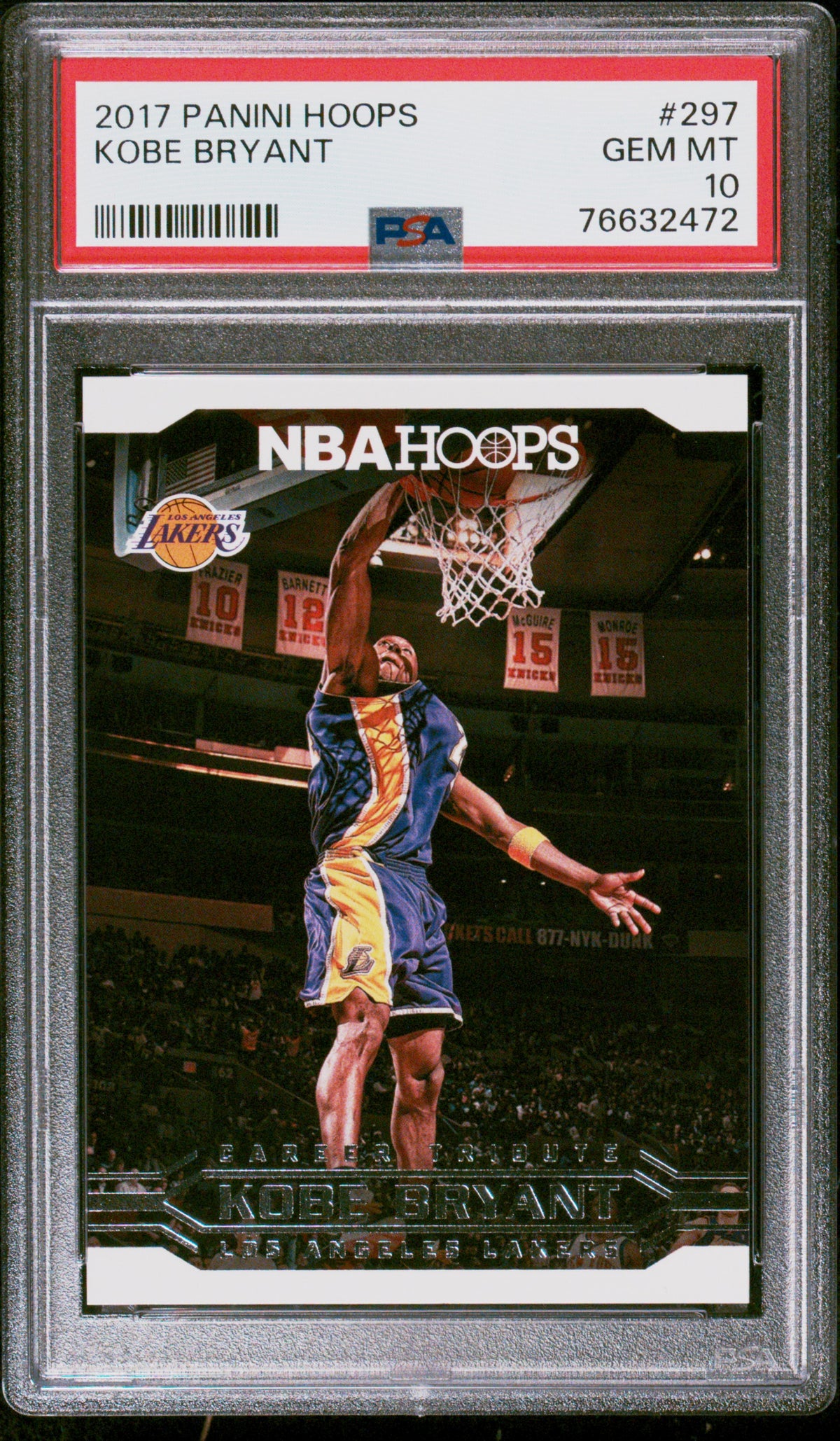 Kobe Bryant 2017 Panini Hoops Career Tribute Basketball Card #297 Graded PSA 10 Cert #76632472-Powers Sports Memorabilia