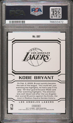 Kobe Bryant 2017 Panini Hoops Career Tribute Basketball Card #297 Graded PSA 10 Cert #76632472-Powers Sports Memorabilia