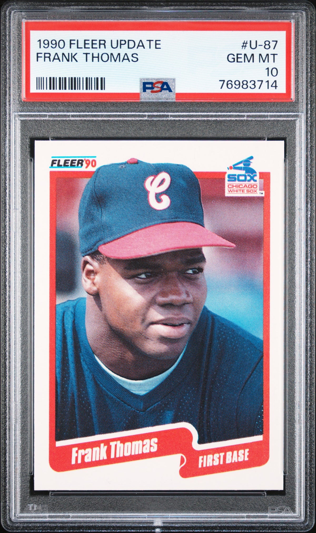 Frank Thomas 1990 Fleer Update Chicago White Sox Baseball RC Rookie Card #U-87 Graded PSA 10 Cert #76983714