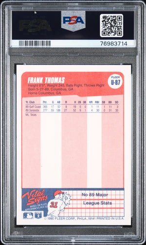 Frank Thomas 1990 Fleer Update Chicago White Sox Baseball RC Rookie Card #U-87 Graded PSA 10 Cert #76983714