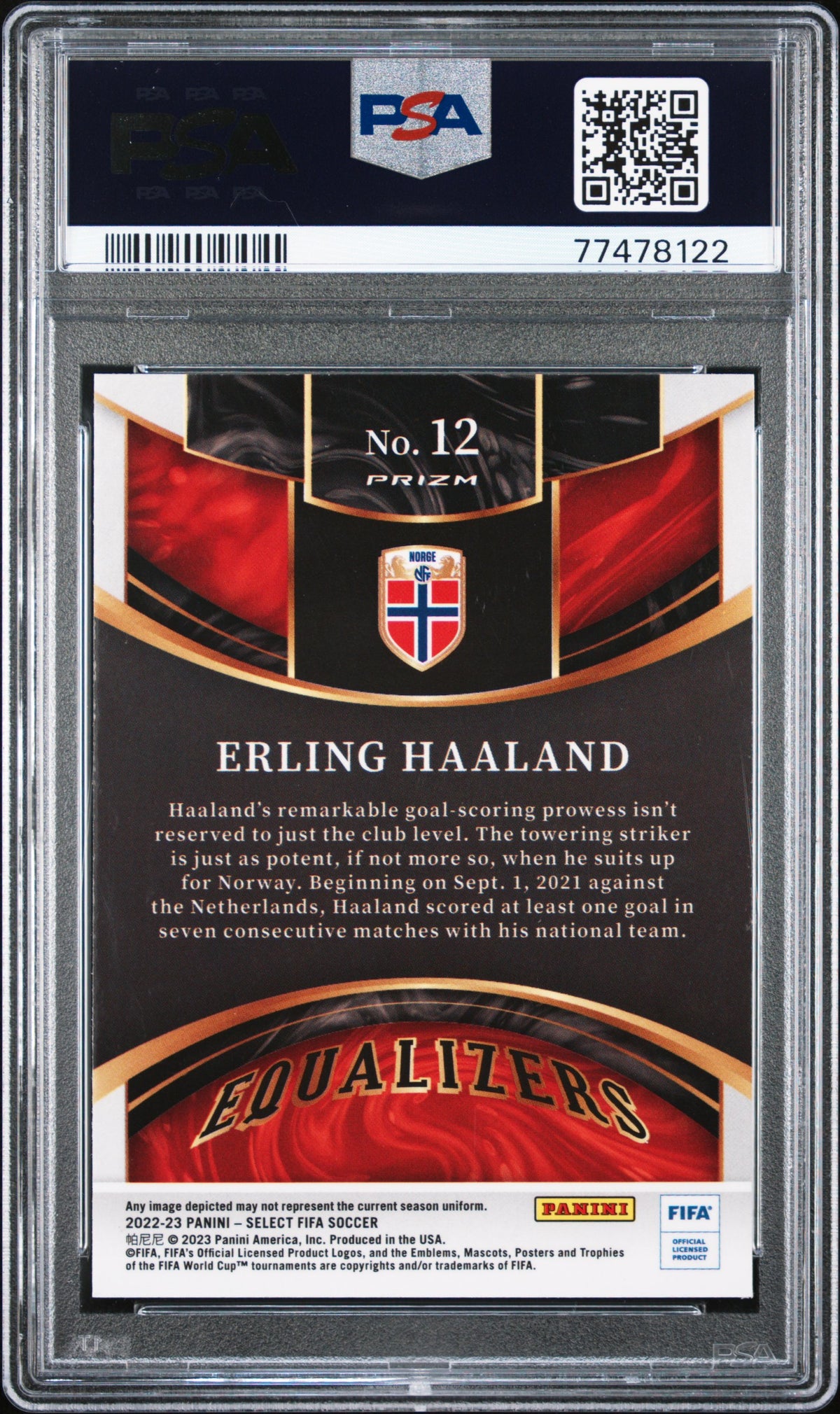 Erling Haaland 2022 Panini Select Equalizers Card #12 PSA 10