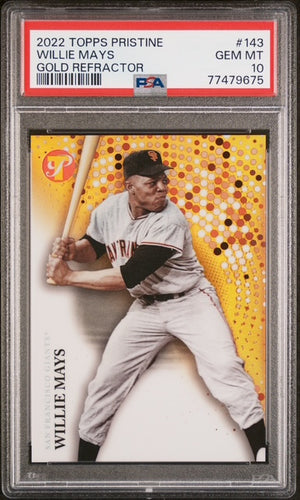 Willie Mays 2022 Topps Pristine Gold Refractor San Francisco Giants Baseball Card #143 27/50 Graded PSA 10 Cert #77479675