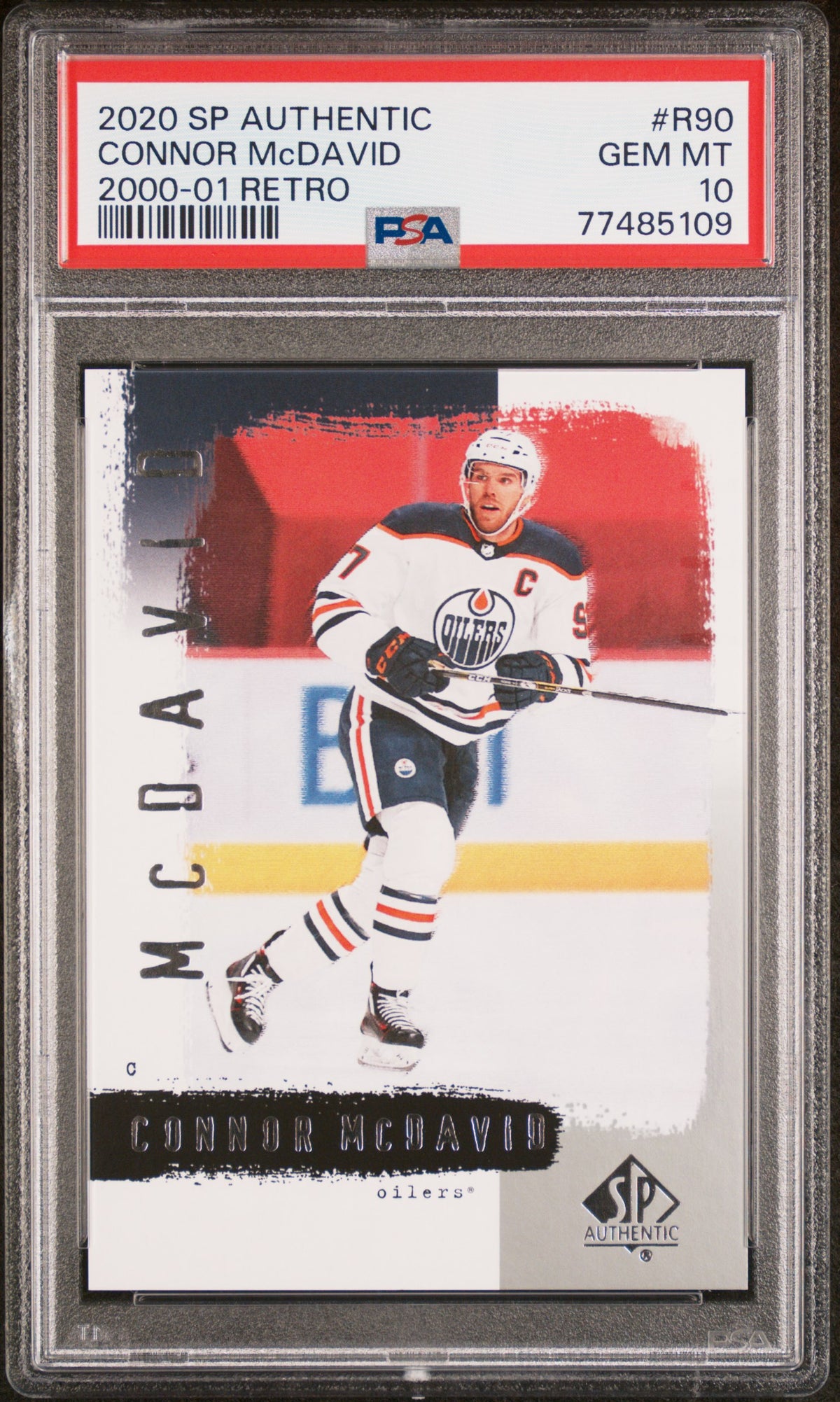Connor McDavid 2020 SP Authentic 2000-01 Retro Hockey Card #R90 Graded PSA 10 Cert #77485109-Powers Sports Memorabilia