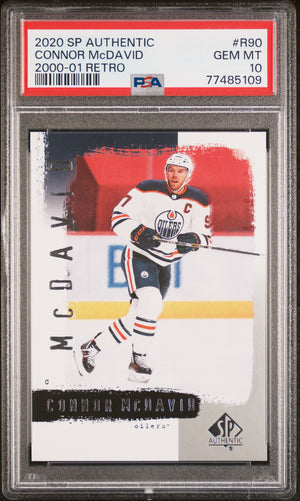 Connor McDavid 2020 SP Authentic 2000-01 Retro Hockey Card #R90 Graded PSA 10 Cert #77485109-Powers Sports Memorabilia