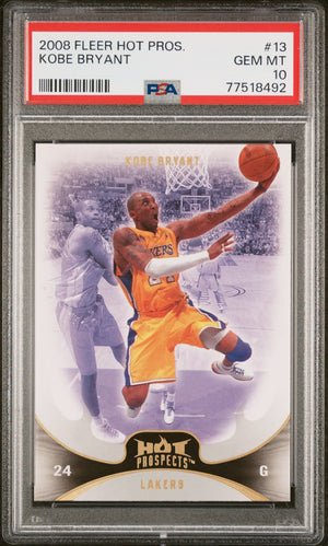 Kobe Bryant 2008 Fleer Hot Prospects Basketball Card #13 Graded PSA 10 Cert #77518492-Powers Sports Memorabilia