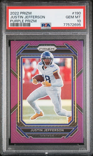 Justin Jefferson 2022 Panini Prizm Purple Football Card #190 Graded PSA 10-Powers Sports Memorabilia