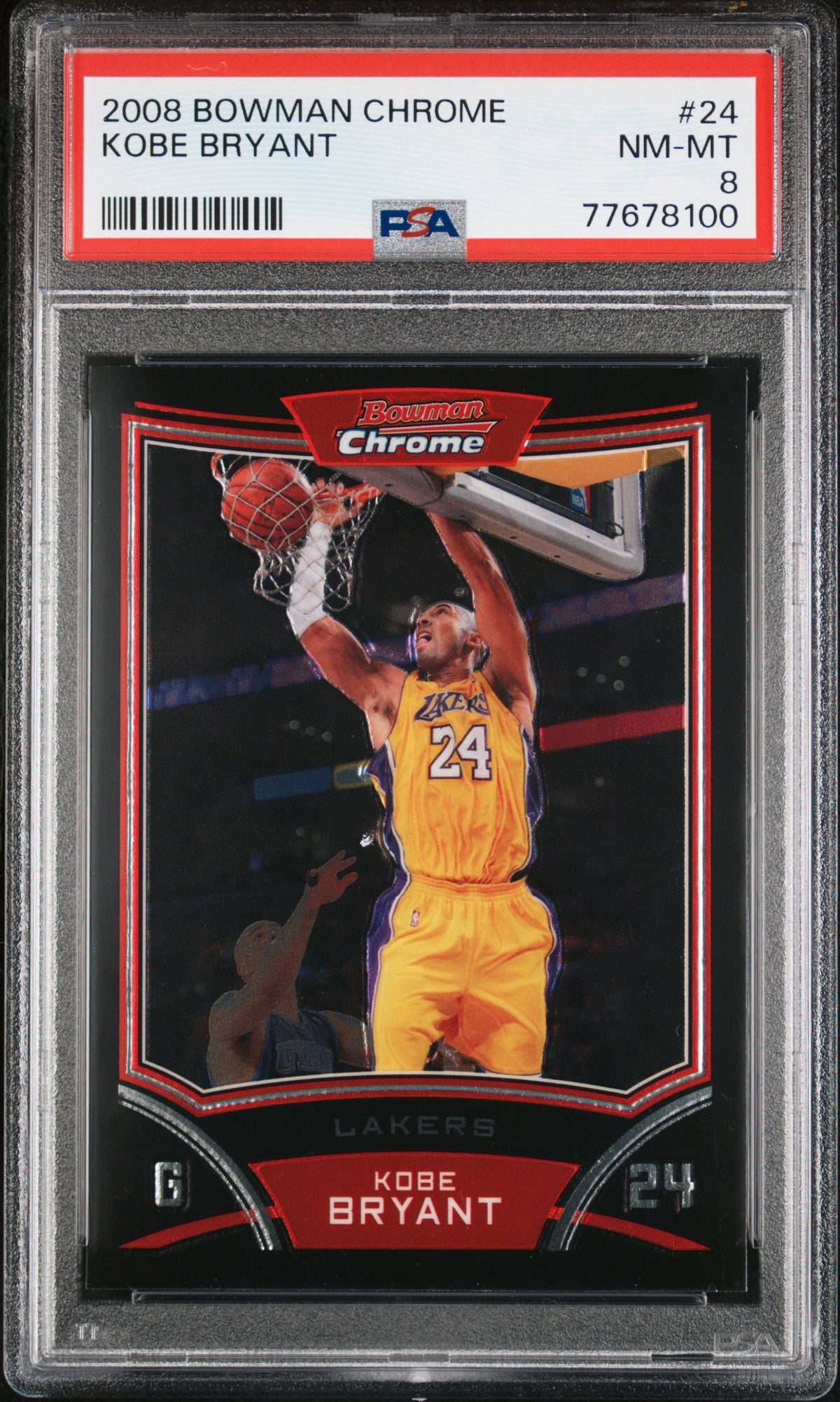 Kobe Bryant 2008 Bowman Chrome Lakers Card #24 PSA 8