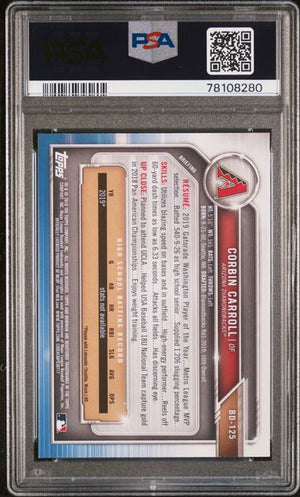 Corbin Carroll 2019 Bowman Draft Baseball Rookie Card #BD125 Graded PSA 10-Powers Sports Memorabilia