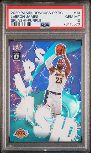 LeBron James 2020 Panini Donruss Optic Splash Purple Card #13 Graded PSA 10-Powers Sports Memorabilia