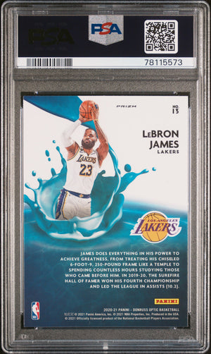 LeBron James 2020 Panini Donruss Optic Splash Purple Card #13 Graded PSA 10-Powers Sports Memorabilia