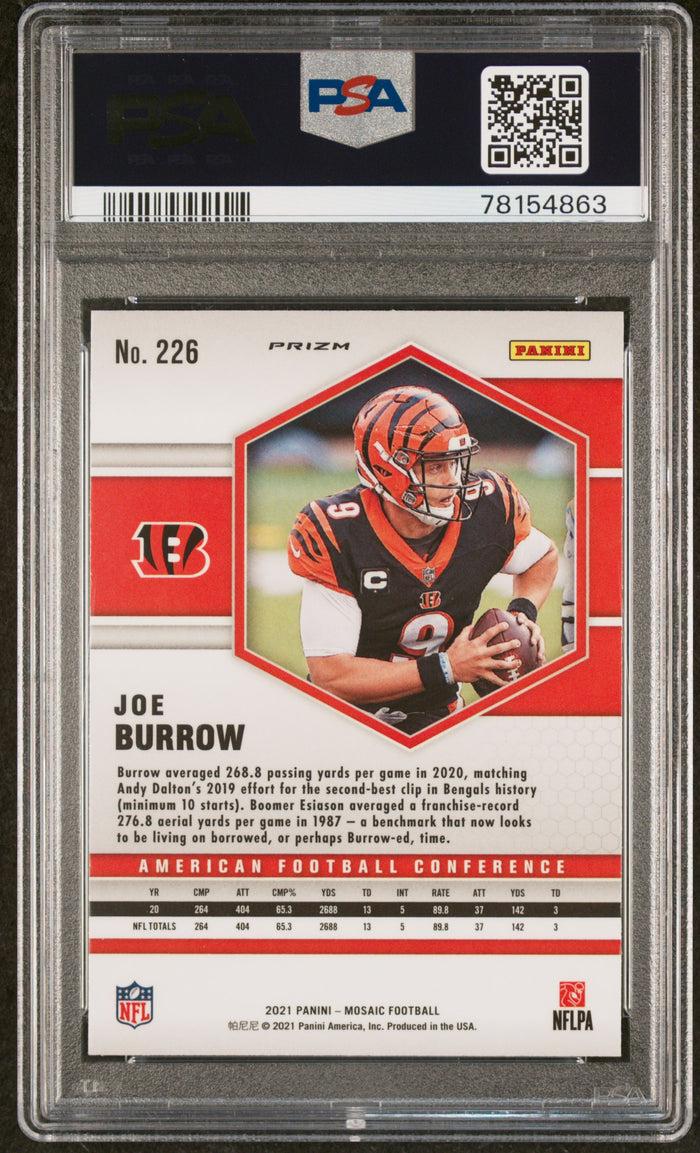 Joe Burrow 2021 Panini Mosaic Camo Pink Card #226 PSA 10-Powers Sports Memorabilia