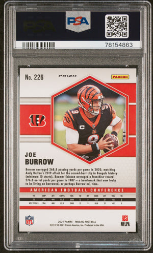 Joe Burrow 2021 Panini Mosaic Camo Pink Card #226 PSA 10