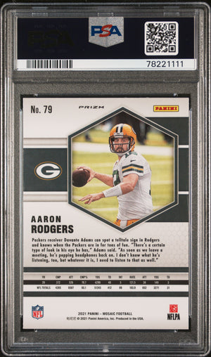 Aaron Rodgers 2021 Panini Mosaic Green Football Card #75 Graded PSA 10-Powers Sports Memorabilia
