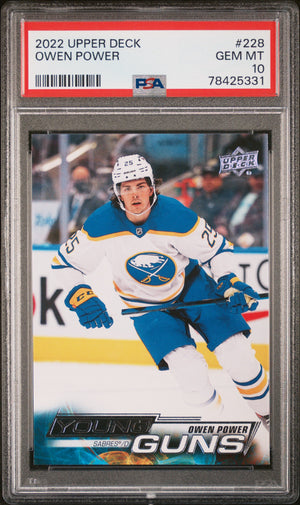 Owen Power 2022 Upper Deck Young Guns Buffalo Sabres Hockey RC Rookie Card #228 Graded PSA 10 Cert #78425331-Powers Sports Memorabilia