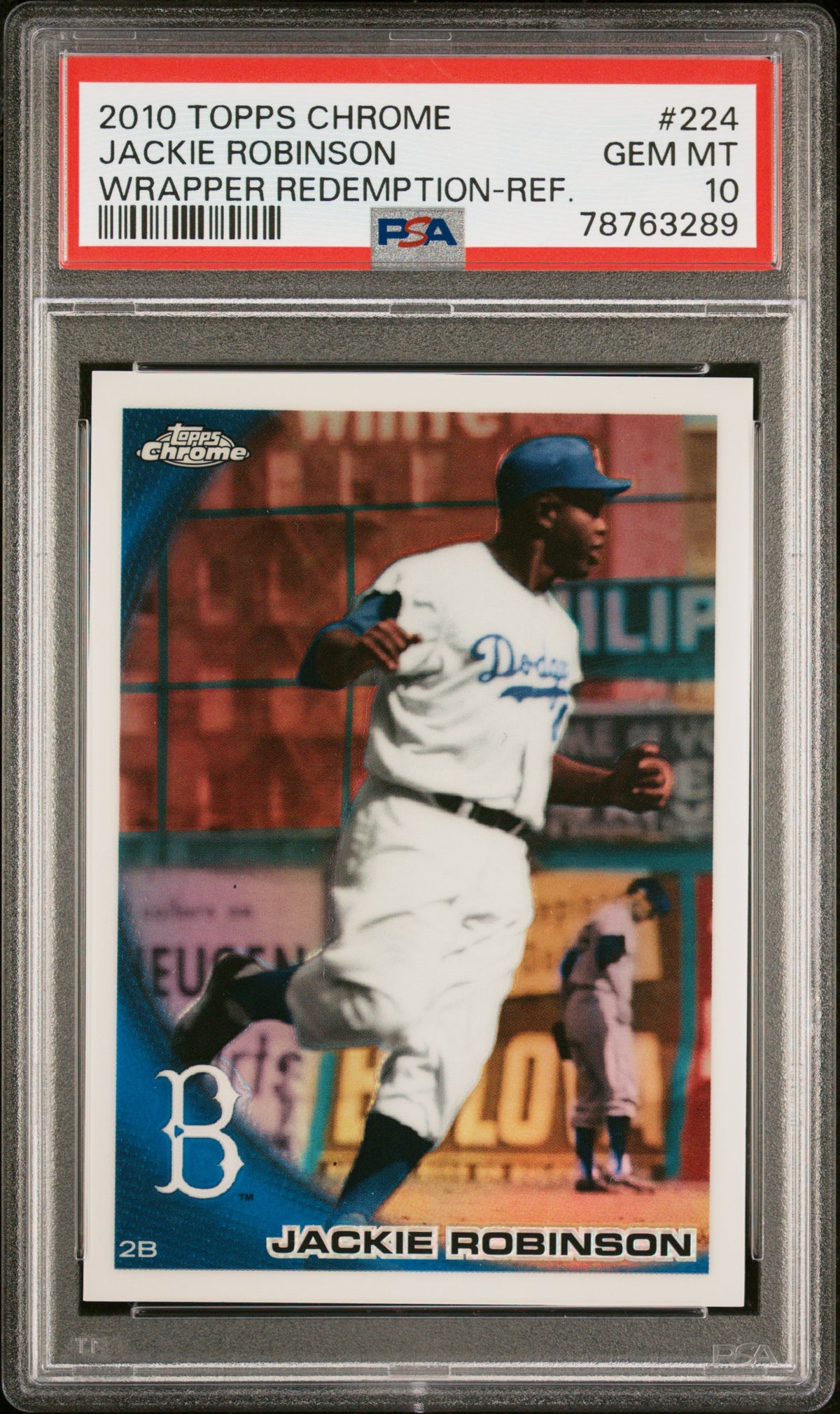 Jackie Robinson 2010 Topps Chrome Refractor Baseball Card #224 Graded PSA 10-Powers Sports Memorabilia