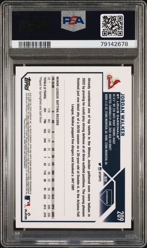 Jordan Walker 2023 Topps Chrome St. Louis Cardinals Baseball RC Rookie Card #209 Graded PSA 10 Cert #79142678-Powers Sports Memorabilia