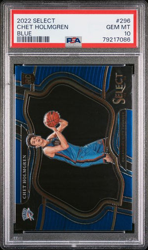 Chet Holmgren 2022 Panini Select Blue Basketball Rookie Card #296 Graded PSA 10-Powers Sports Memorabilia