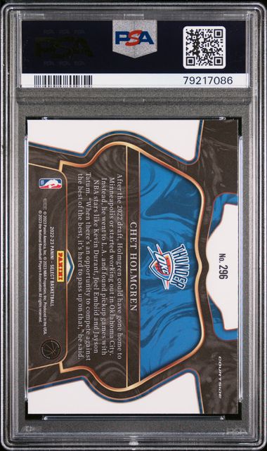 Chet Holmgren 2022 Panini Select Blue Basketball Rookie Card #296 Graded PSA 10-Powers Sports Memorabilia