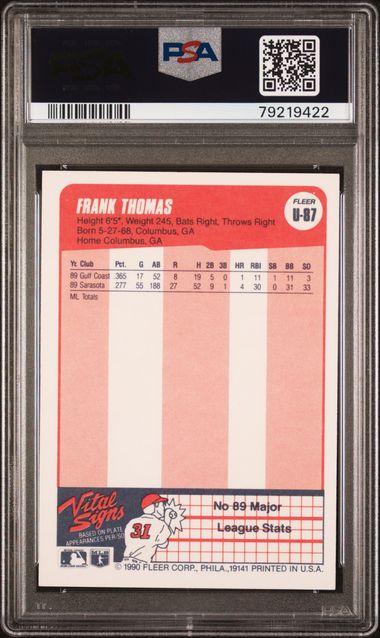 Frank Thomas 1990 Fleer Update Signed Rookie Card #U-87 Auto Graded PSA 10 9422-Powers Sports Memorabilia