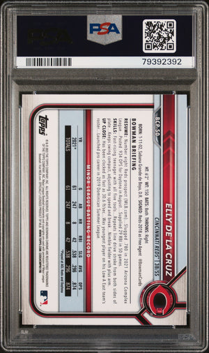 Elly De La Cruz 2022 Bowman Chrome Prospects 1st Bowman Cincinnati Reds Baseball RC Rookie Card #BCP50 Graded PSA 10 Cert #79392392-Powers Sports Memorabilia