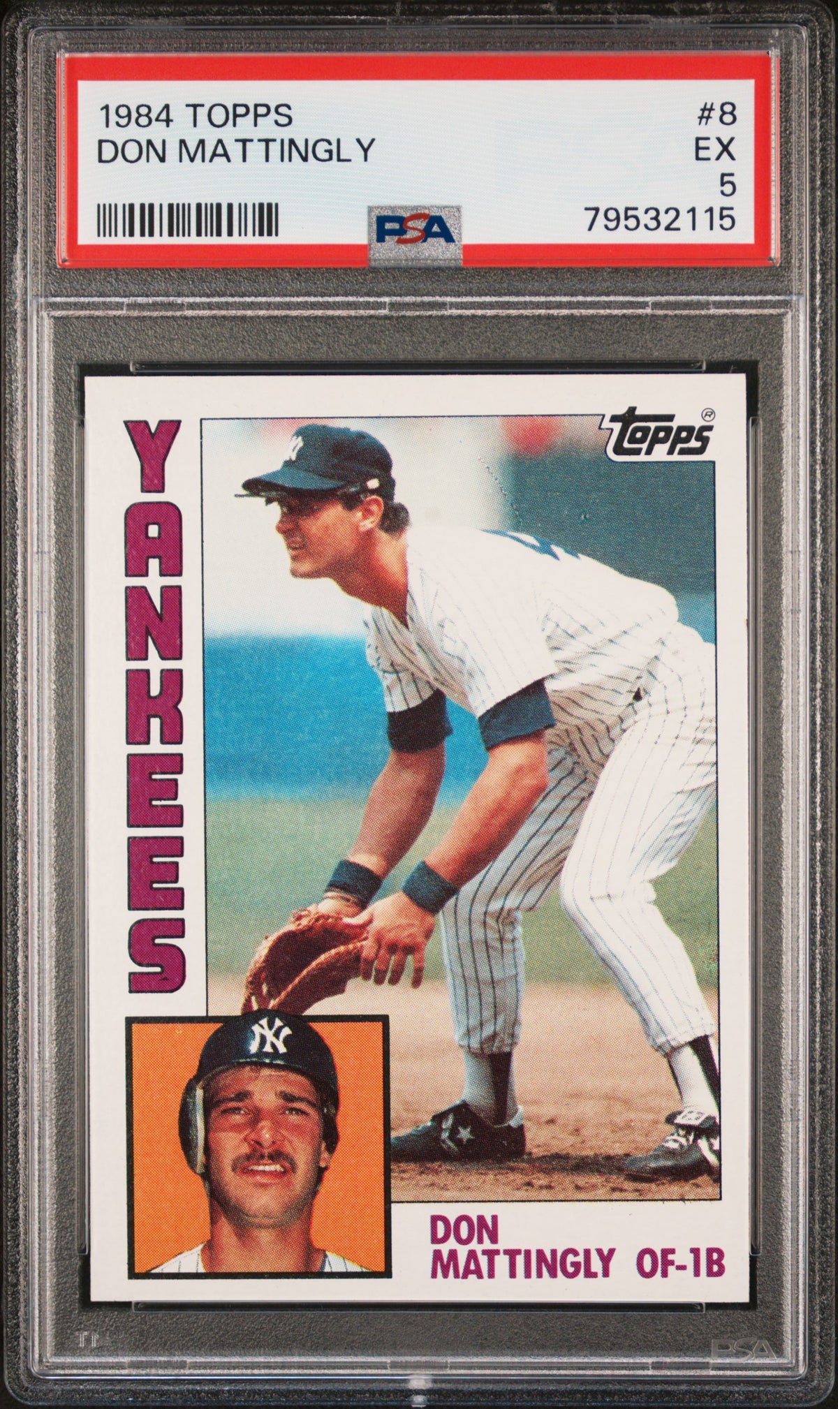 Don Mattingly 1984 Topps Baseball Rookie Card #8 Graded PSA 5-Powers Sports Memorabilia