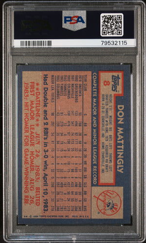 Don Mattingly 1984 Topps Baseball Rookie Card #8 Graded PSA 5-Powers Sports Memorabilia