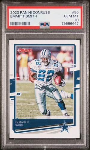 Emmitt Smith 2020 Panini Donruss Football Card #86 Graded PSA 10-Powers Sports Memorabilia