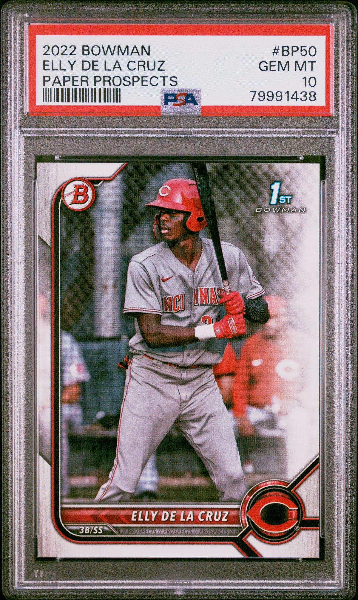Elly De La Cruz 2022 Bowman Paper Prospects 1st Cincinnati Reds Baseball RC Rookie Card #BP50 Graded PSA 10 Cert #79991438-Powers Sports Memorabilia
