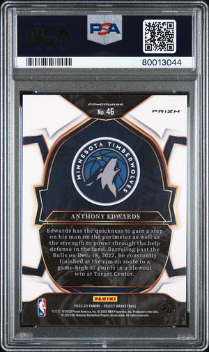 Anthony Edwards 2022 Panini Select Blue Cracked Ice Basketball Card #46 Graded PSA 10 Cert # 80013044-Powers Sports Memorabilia