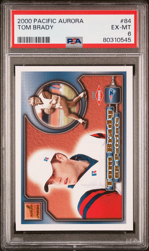 Tom Brady 2000 Pacific Aurora Football Rookie Card #84 Graded PSA 6-Powers Sports Memorabilia