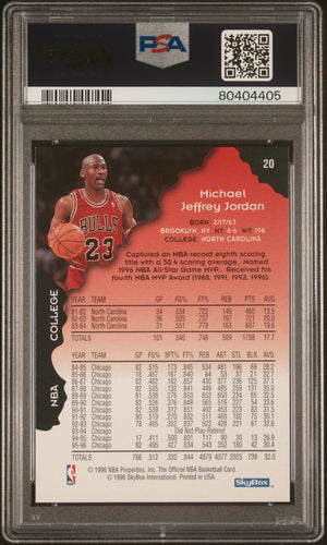 Michael Jordan 1996 NBA Hoops Chicago Bulls Basketball Card #20 Graded PSA 9 Cert #80404405-Powers Sports Memorabilia