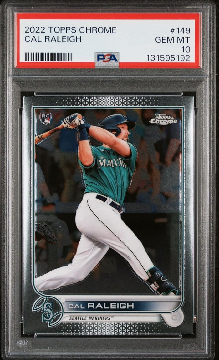 Cal Raleigh 2022 Topps Chrome Rookie Baseball Rookie Card #149 Graded PSA 10 Cert #131595192-Powers Sports Memorabilia