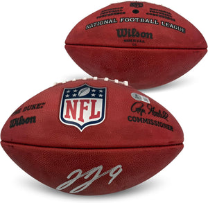 J.J. McCarthy Autographed NFL Duke Authentic Signed Full Size Game Football Beckett COA-Powers Sports Memorabilia
