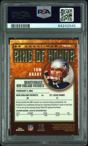 Tom Brady 2002 Topps Chrome Ring of Honor Card #TB36 Graded PSA 10-Powers Sports Memorabilia