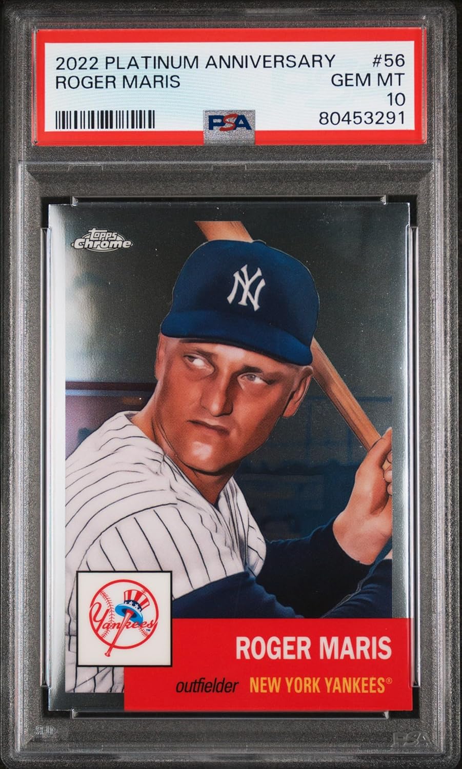 Roger Maris 2022 Topps Chrome Platinum Anniversary Baseball Card #56 Graded PSA 10