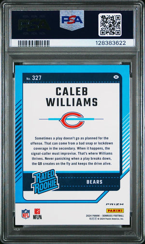Caleb Williams 2024 Donruss Optic Preview Red Wave Chicago Bears Football RC Rookie Card #327 Graded PSA 10 Cert #128383622-Powers Sports Memorabilia